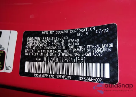 2023 Toyota Gr86 from USA, damaged, VIN JF1ZNBC18P8751681